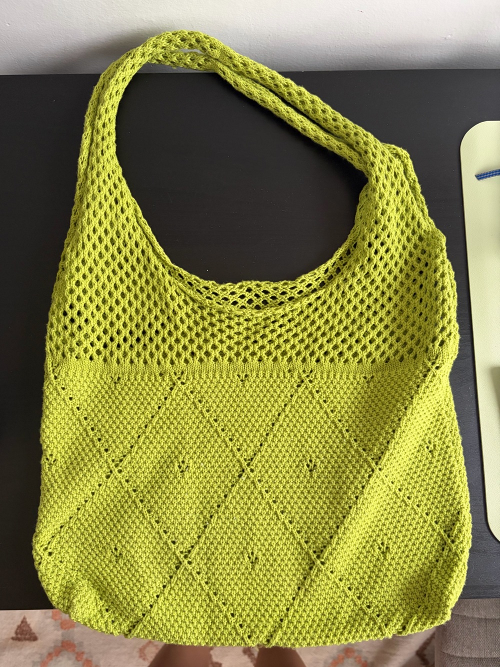Lime Green Knit Mesh Shoulder bag